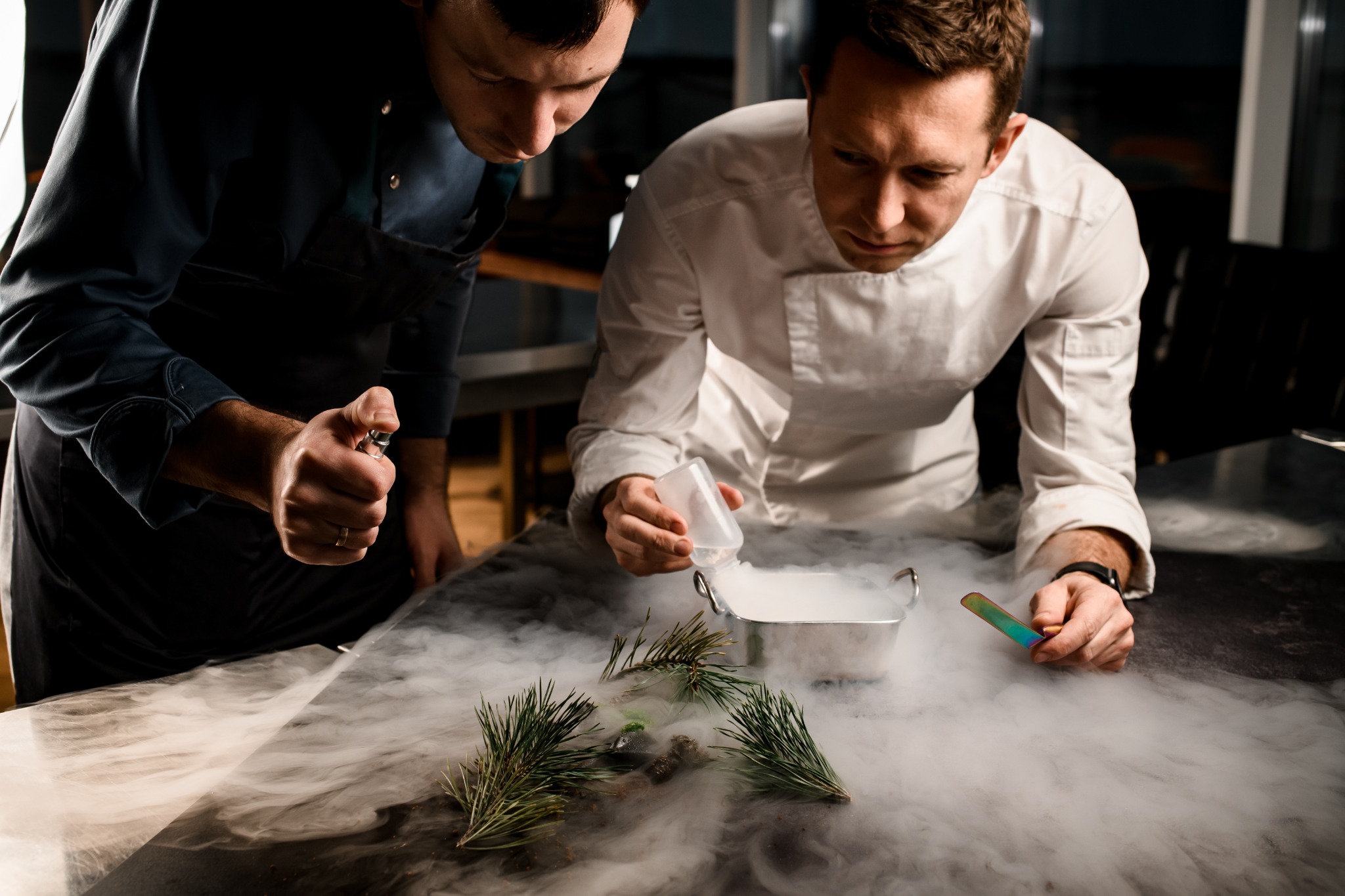 Chefs creating an experiential dish